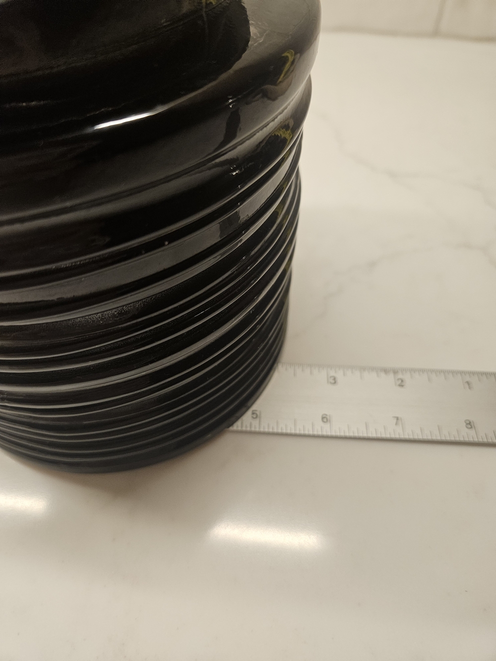 Black Ribbed Glass Vase - Picture 4 of 5